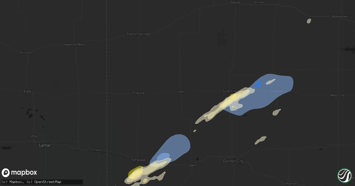 Hail map in Leoti, KS on September 14, 2026