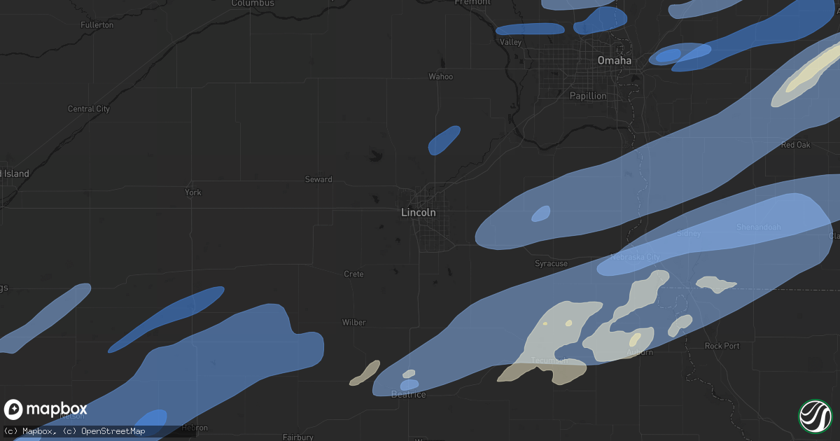 Hail map in Lincoln, NE on September 14, 2026