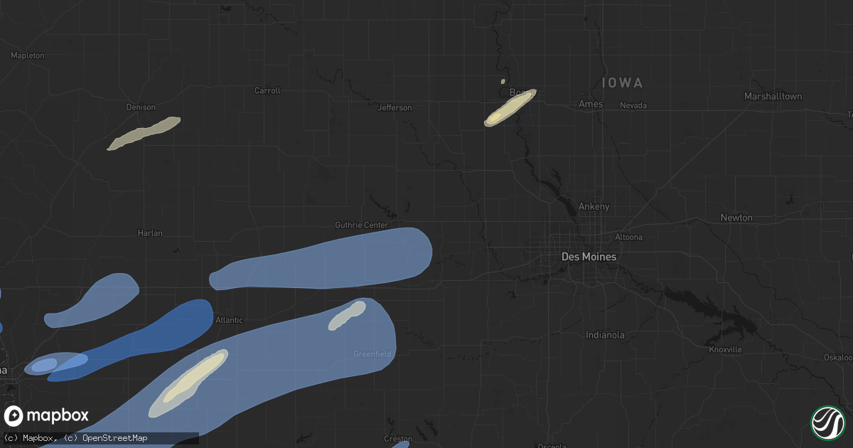Hail map in Linden, IA on September 14, 2026