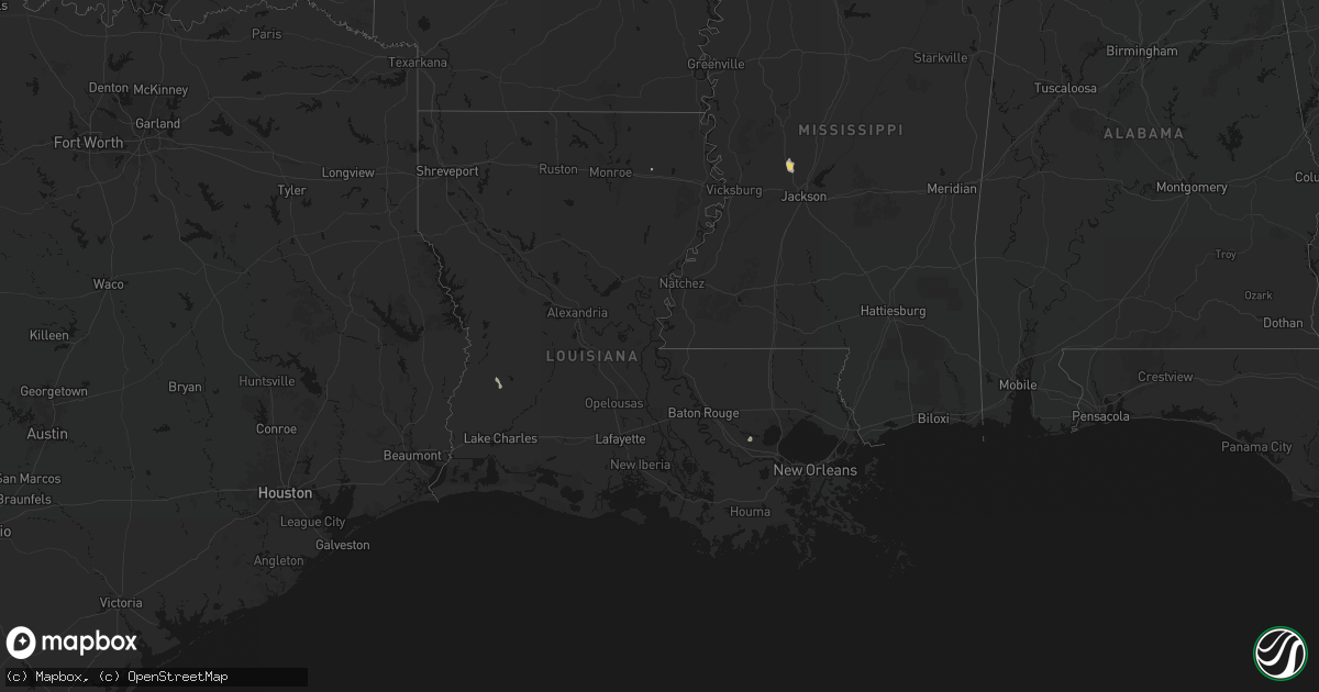 Hail map in Louisiana on September 14, 2026