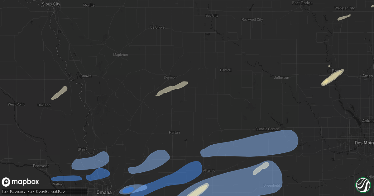Hail map in Manilla, IA on September 14, 2026