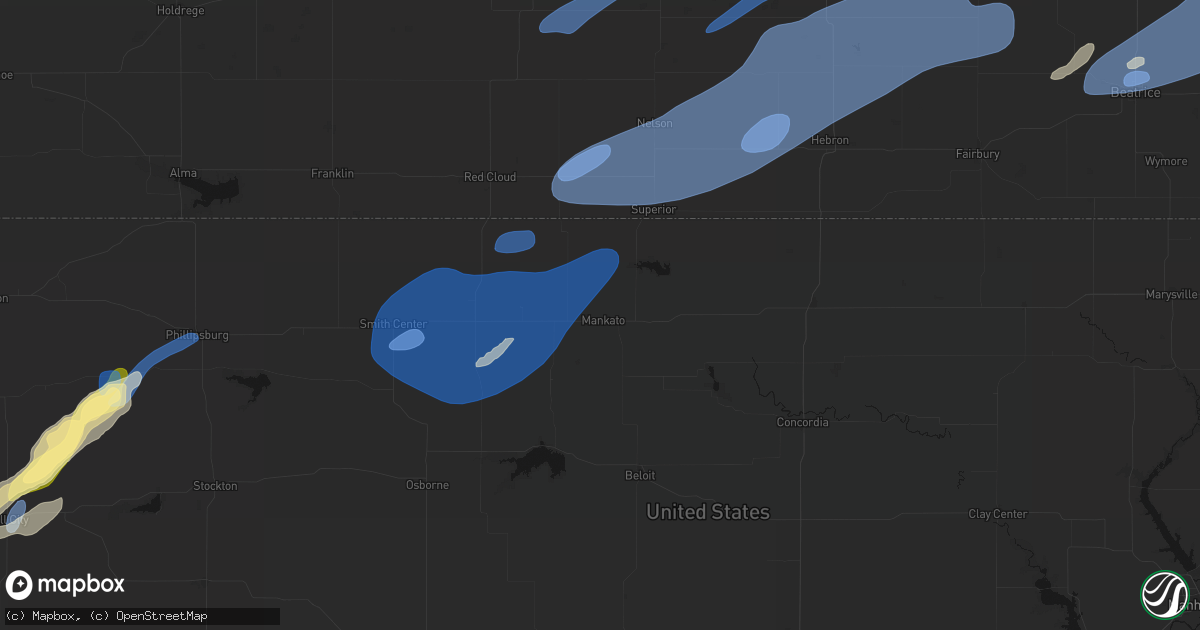 Hail map in Mankato, KS on September 14, 2026
