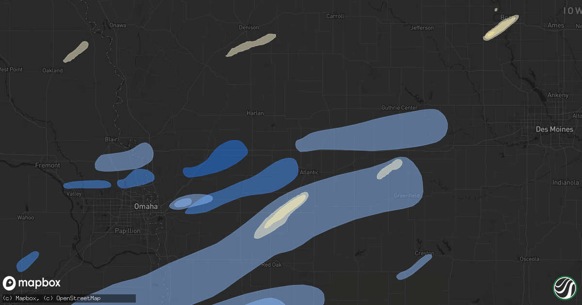 Hail map in Marne, IA on September 14, 2026