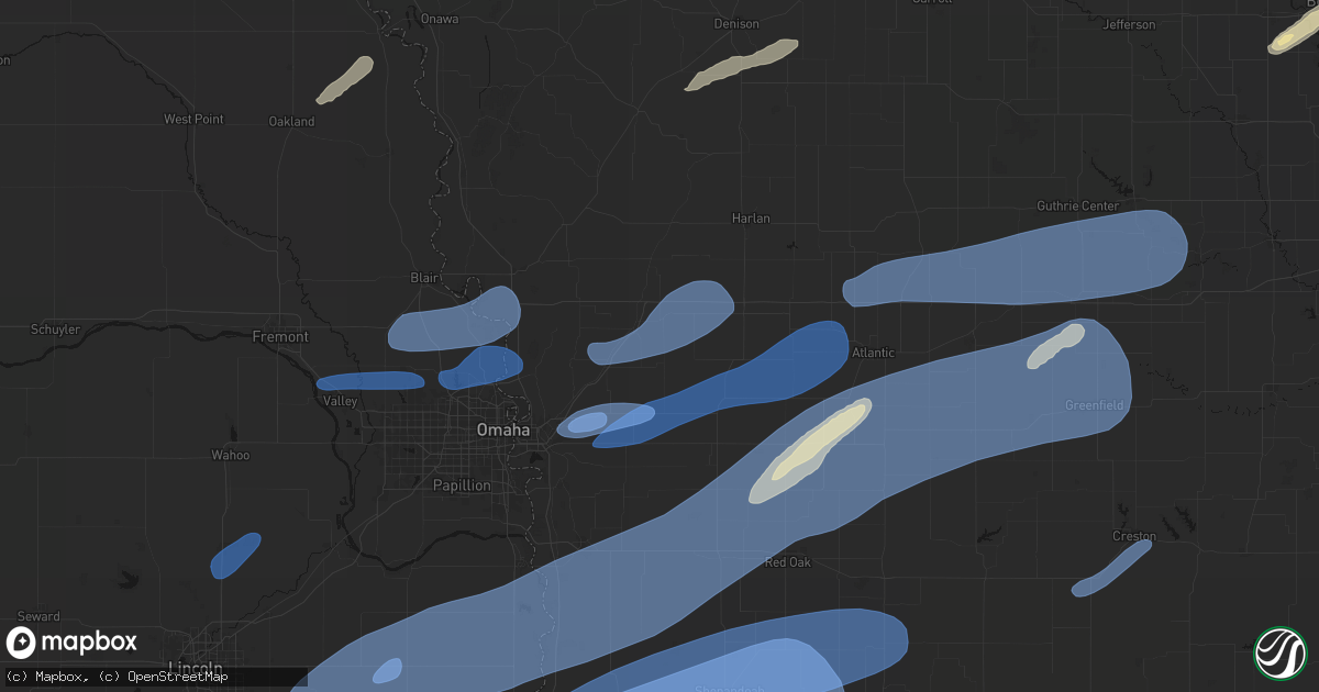 Hail map in Minden, IA on September 14, 2026