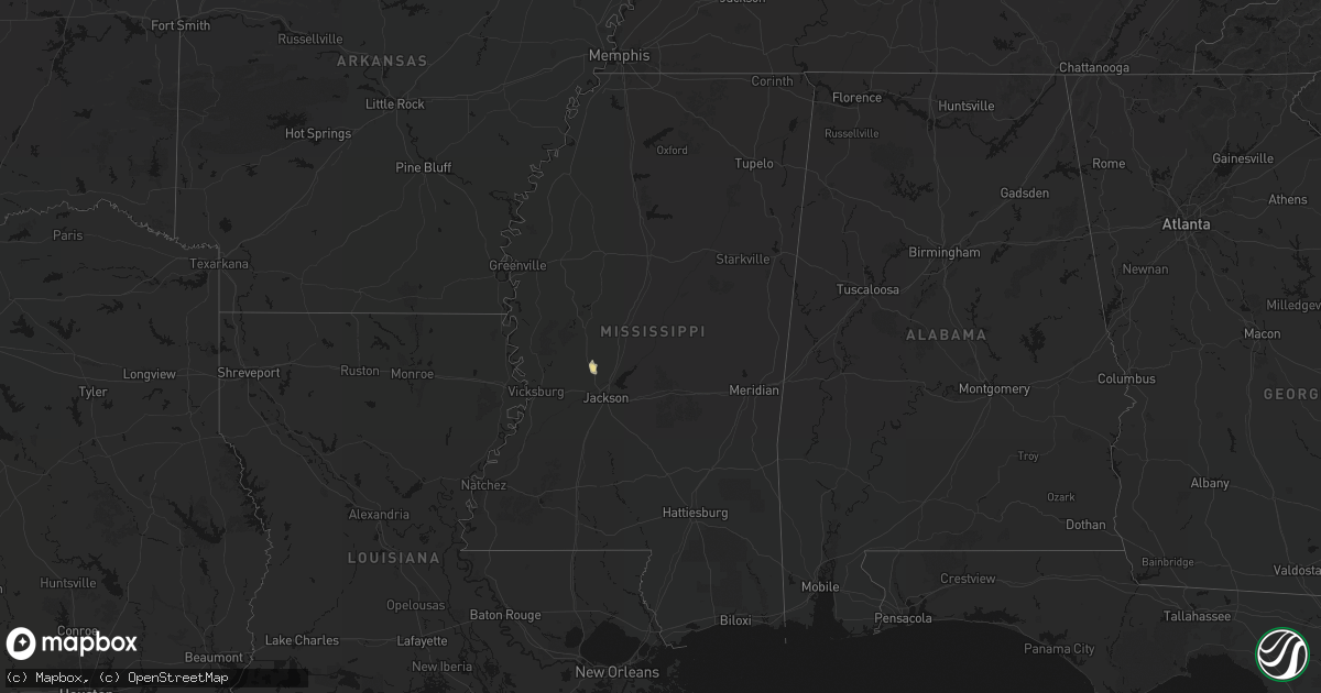 Hail map in Mississippi on September 14, 2026