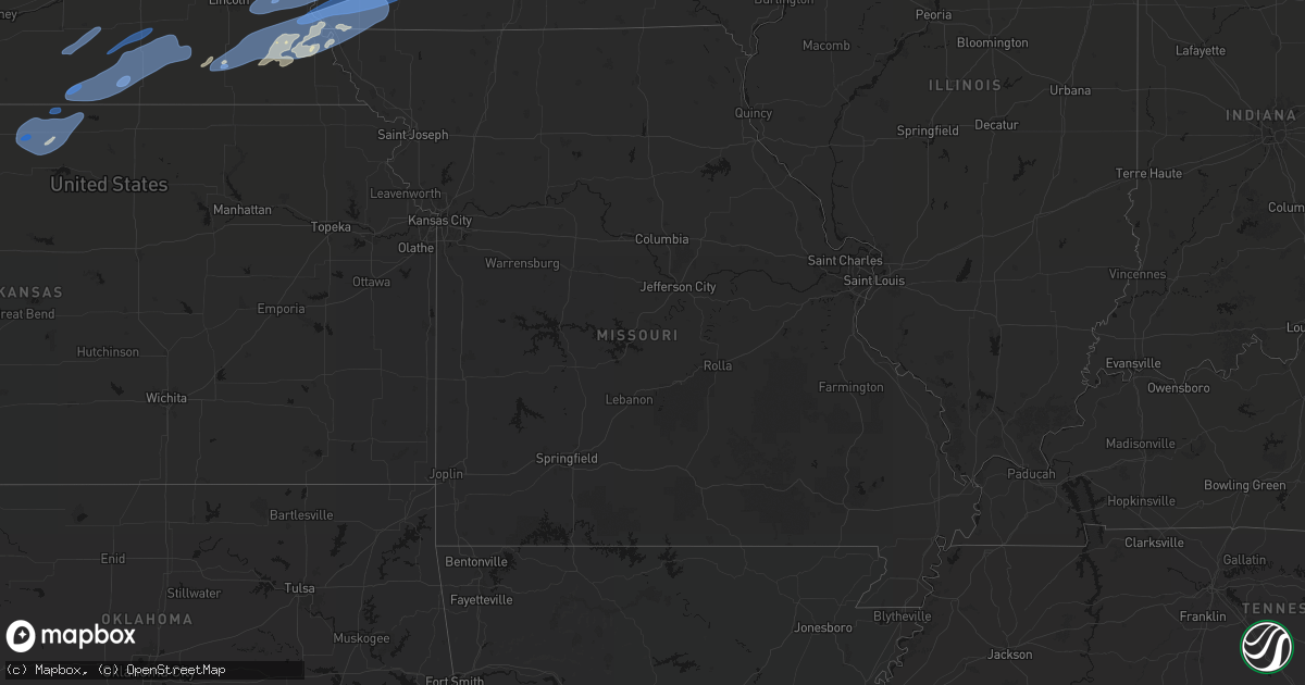 Hail map in Missouri on September 14, 2026