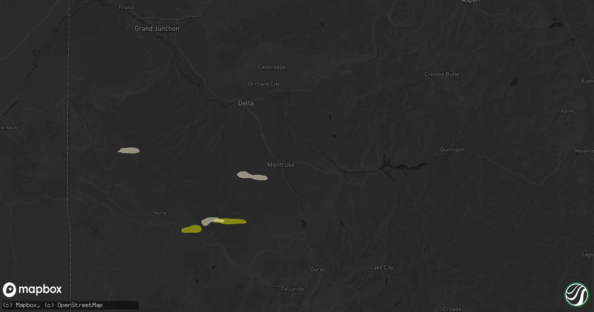 Hail map in Montrose, CO on September 14, 2026