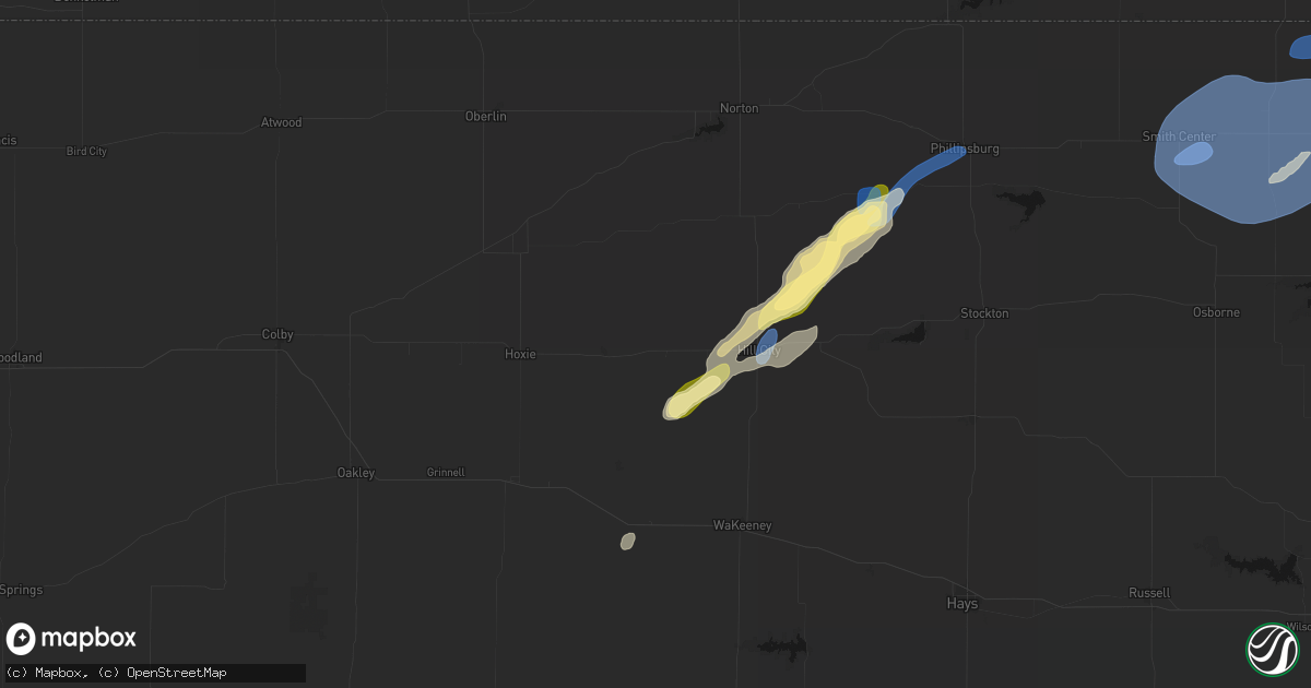 Hail map in Morland, KS on September 14, 2026
