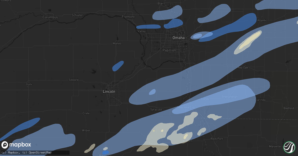 Hail map in Murdock, NE on September 14, 2026