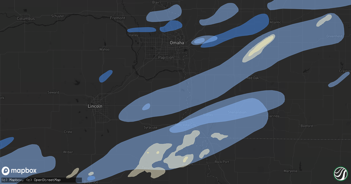 Hail map in Murray, NE on September 14, 2026