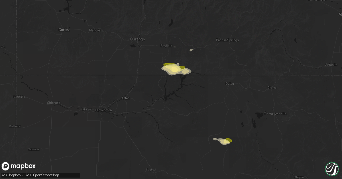 Hail map in Navajo Dam, NM on September 14, 2026