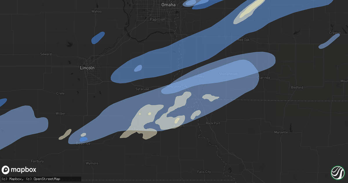 Hail map in Nebraska City, NE on September 14, 2026