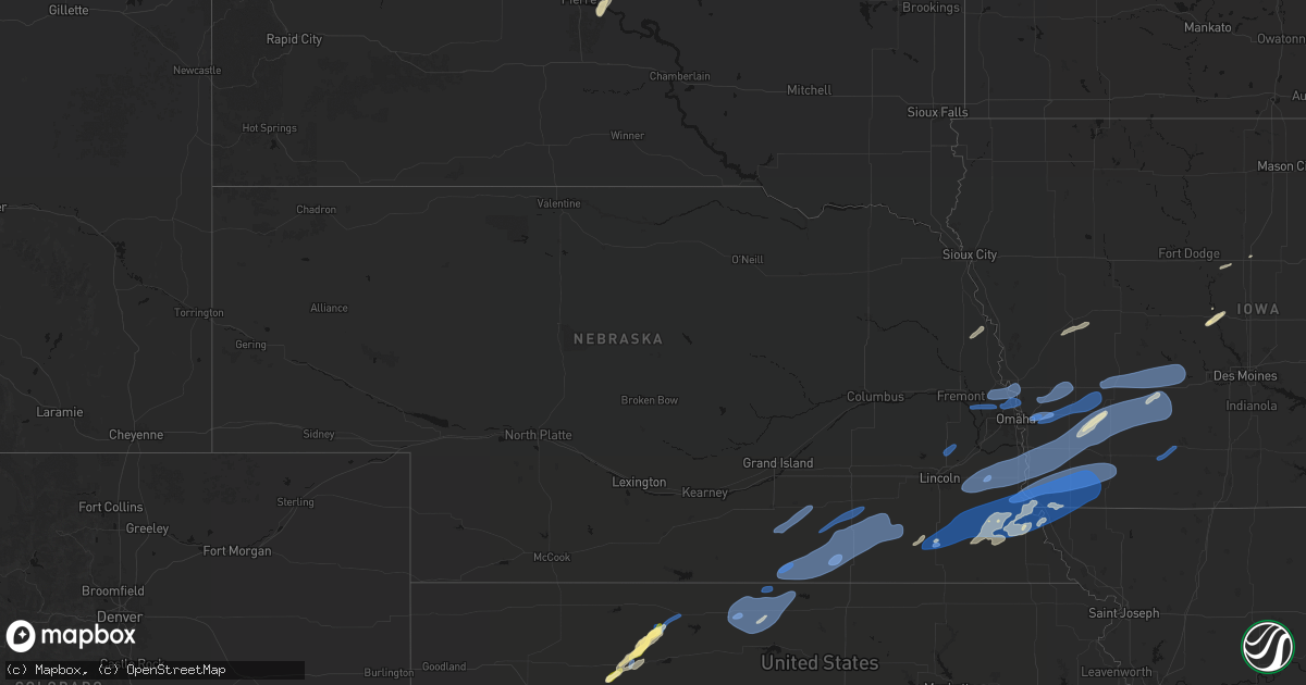 Hail map in Nebraska on September 14, 2026