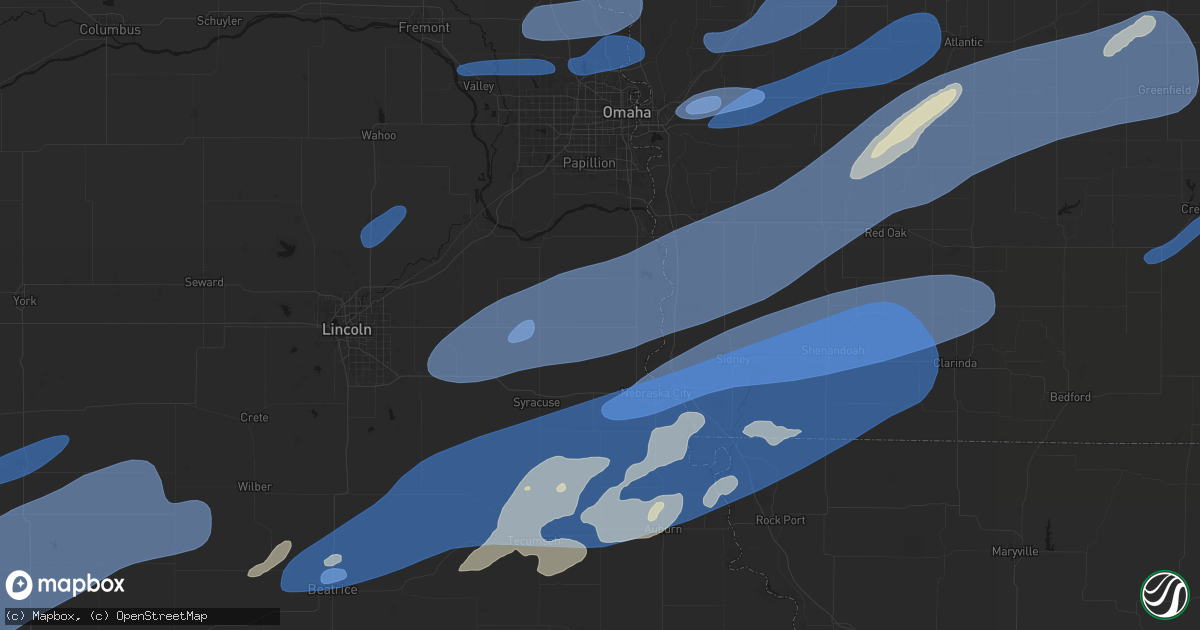 Hail map in Nehawka, NE on September 14, 2026