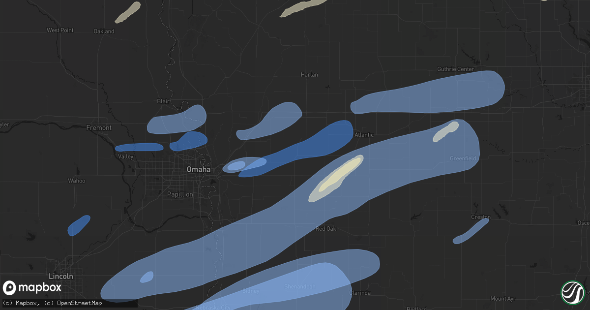 Hail map in Oakland, IA on September 14, 2026