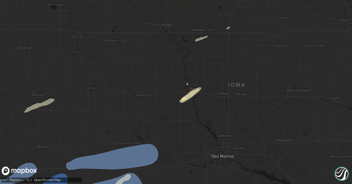 Hail map in Ogden, IA on September 14, 2026