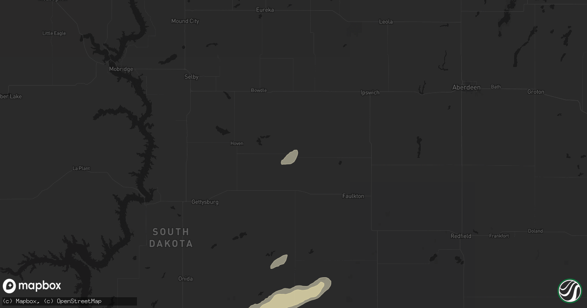 Hail map in Onaka, SD on September 14, 2026