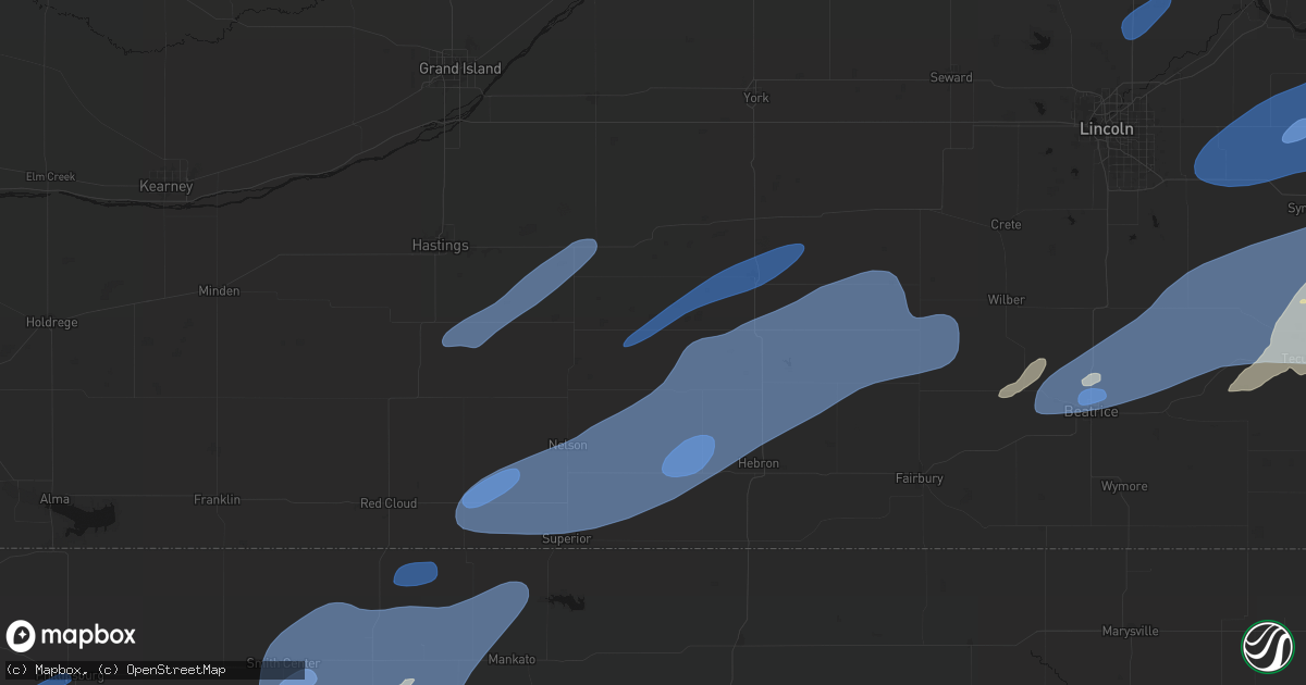 Hail map in Ong, NE on September 14, 2026