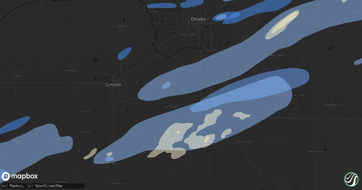 Hail map in Otoe, NE on September 14, 2026
