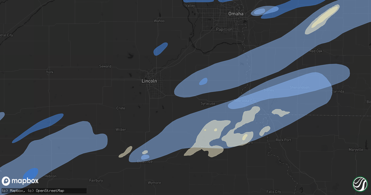 Hail map in Palmyra, NE on September 14, 2026