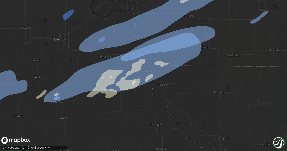 Hail map in Peru, NE on September 14, 2026