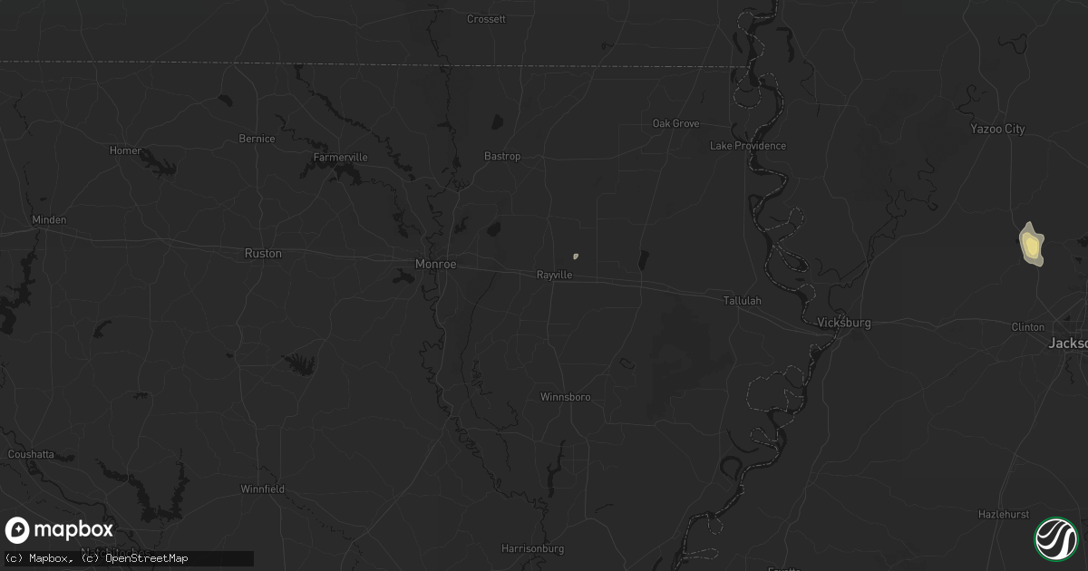 Hail map in Rayville, LA on September 14, 2026