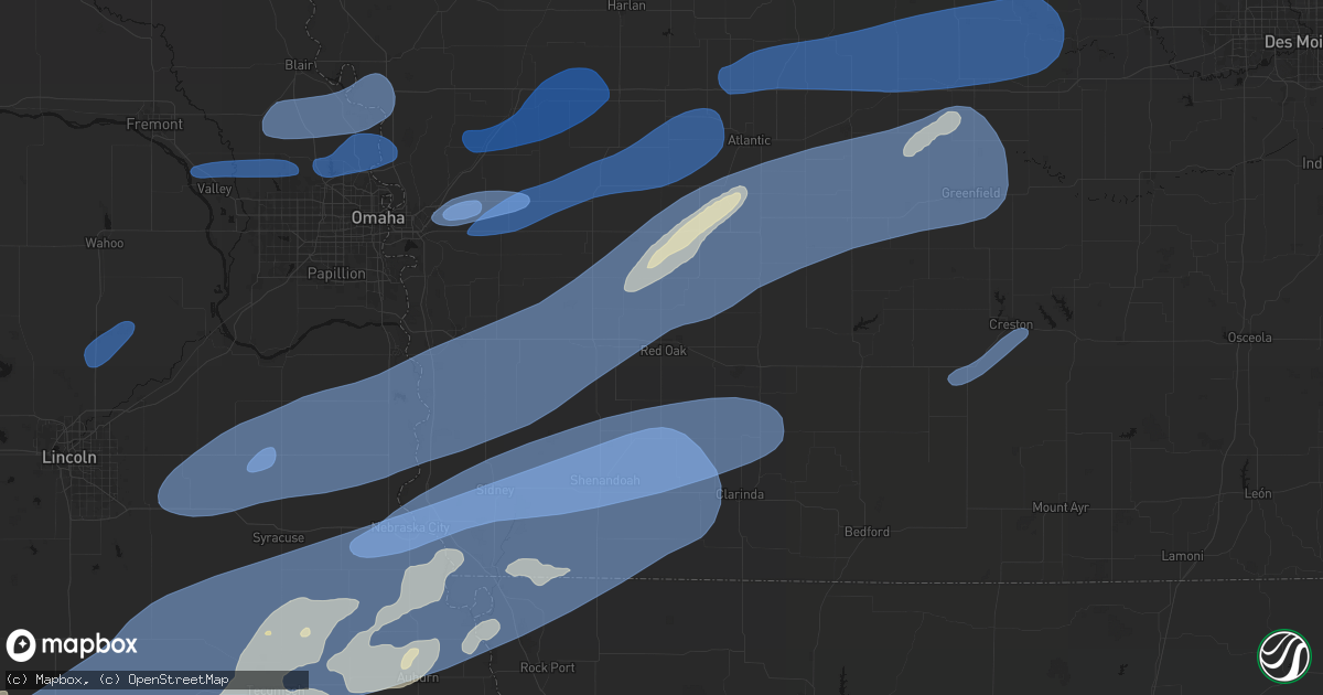 Hail map in Red Oak, IA on September 14, 2026