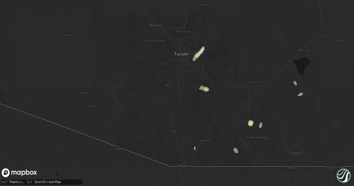 Hail map in Sahuarita, AZ on September 14, 2026