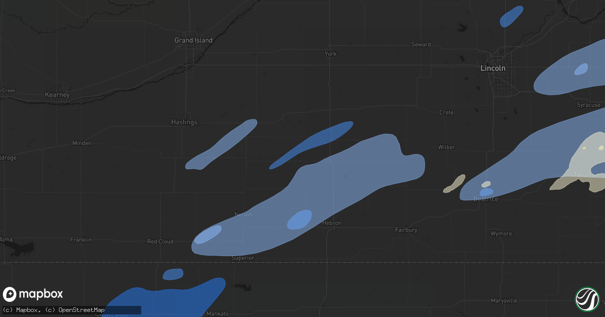 Hail map in Shickley, NE on September 14, 2026