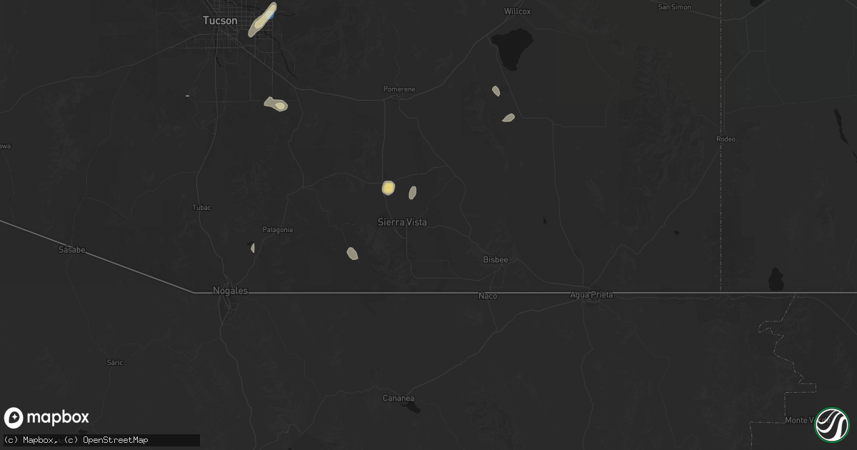 Hail map in Sierra Vista, AZ on September 14, 2026