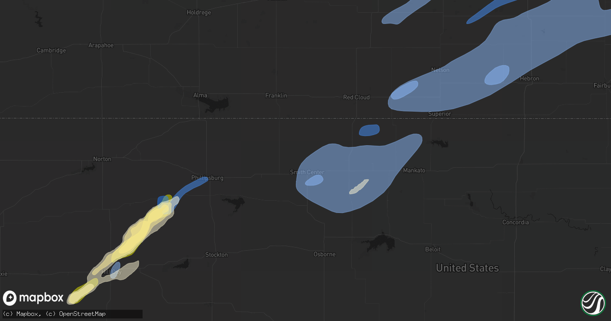 Hail map in Smith Center, KS on September 14, 2026