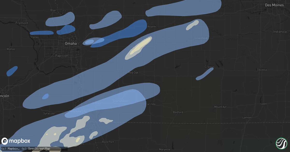 Hail map in Stanton, IA on September 14, 2026