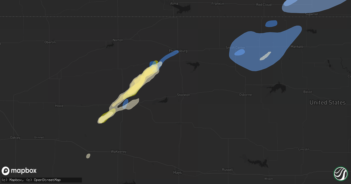 Hail map in Stockton, KS on September 14, 2026