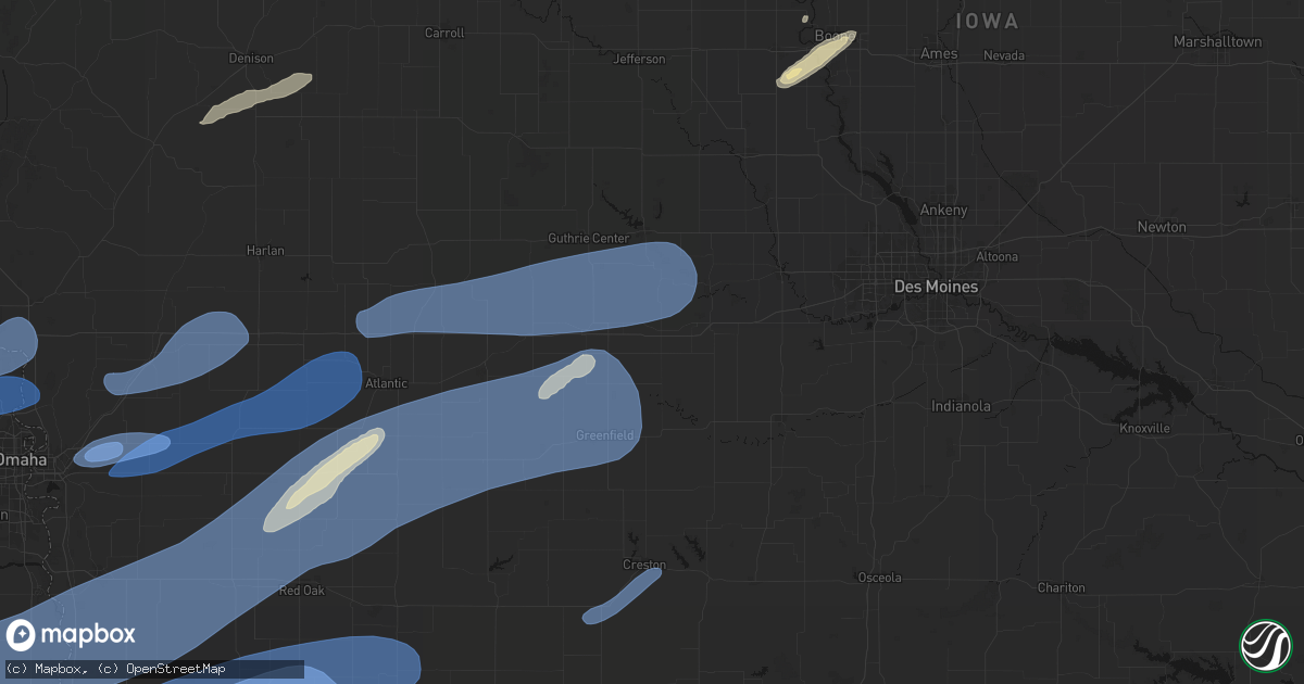 Hail map in Stuart, IA on September 14, 2026