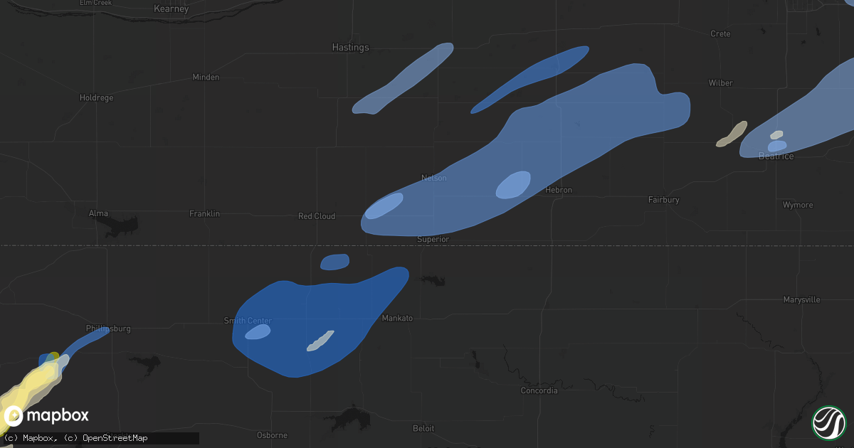 Hail map in Superior, NE on September 14, 2026