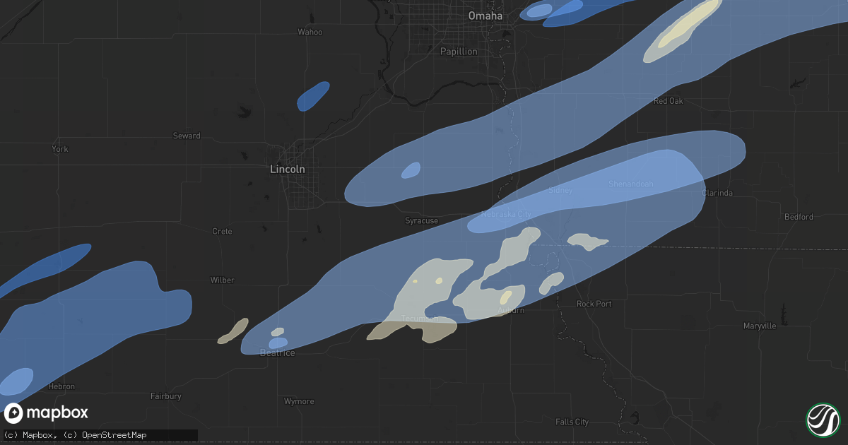 Hail map in Syracuse, NE on September 14, 2026