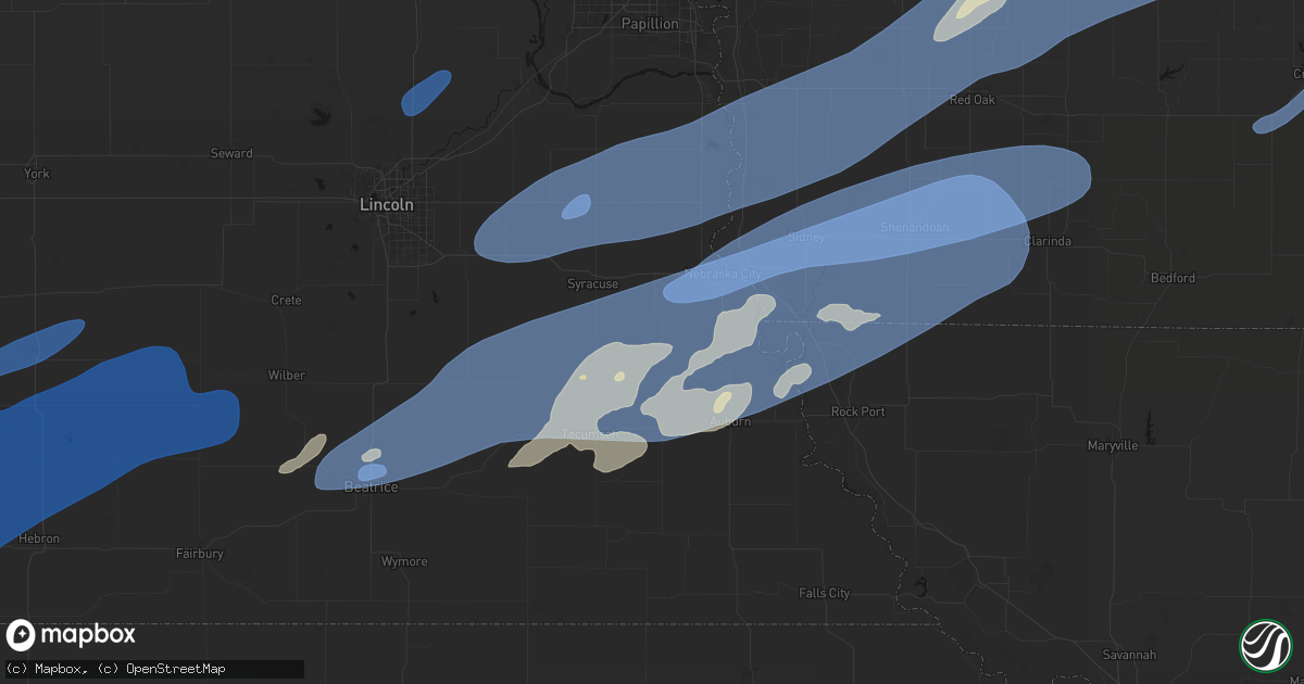 Hail map in Talmage, NE on September 14, 2026