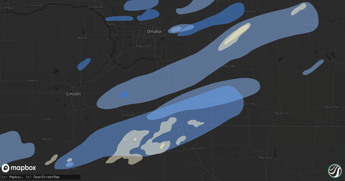 Hail map in Thurman, IA on September 14, 2026