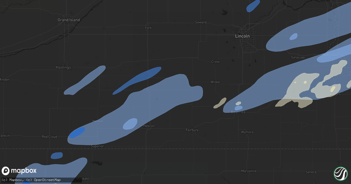 Hail map in Tobias, NE on September 14, 2026