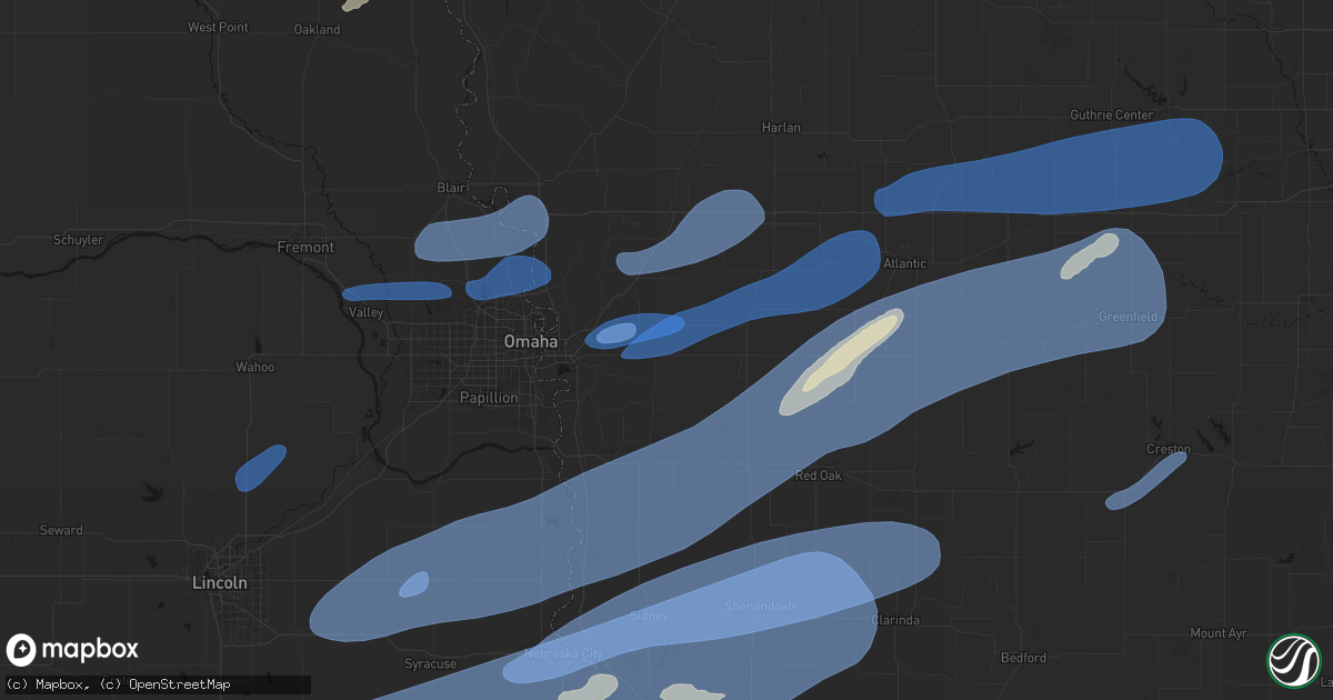 Hail map in Treynor, IA on September 14, 2026