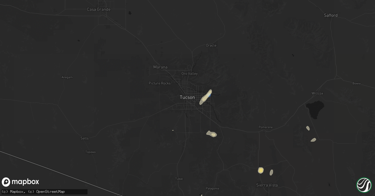 Hail map in Tucson, AZ on September 14, 2026