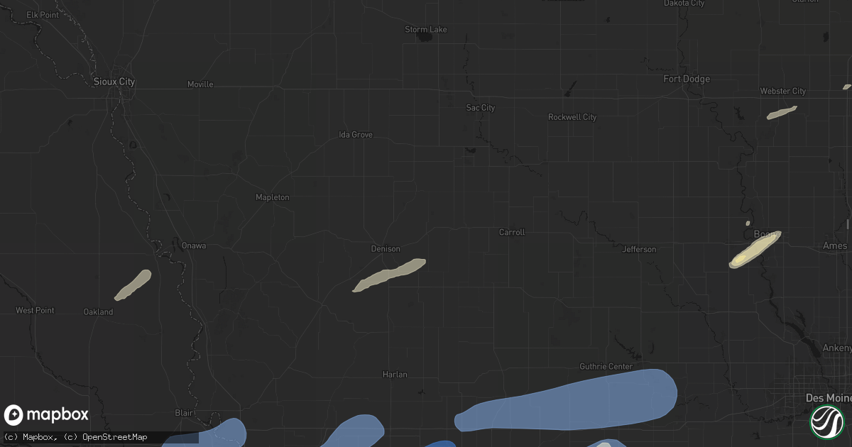 Hail map in Vail, IA on September 14, 2026