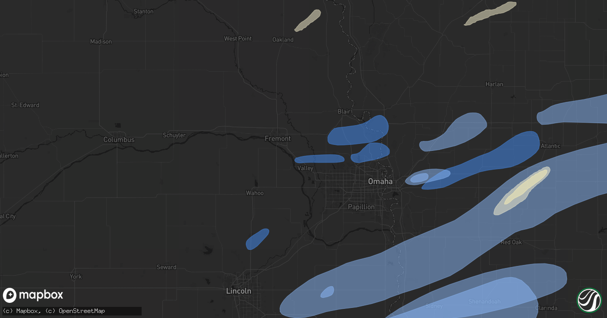 Hail map in Valley, NE on September 14, 2026