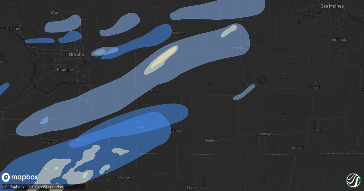 Hail map in Villisca, IA on September 14, 2026