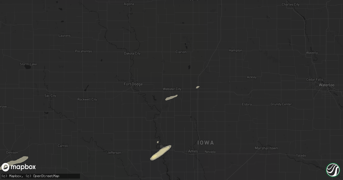 Hail map in Webster City, IA on September 14, 2026