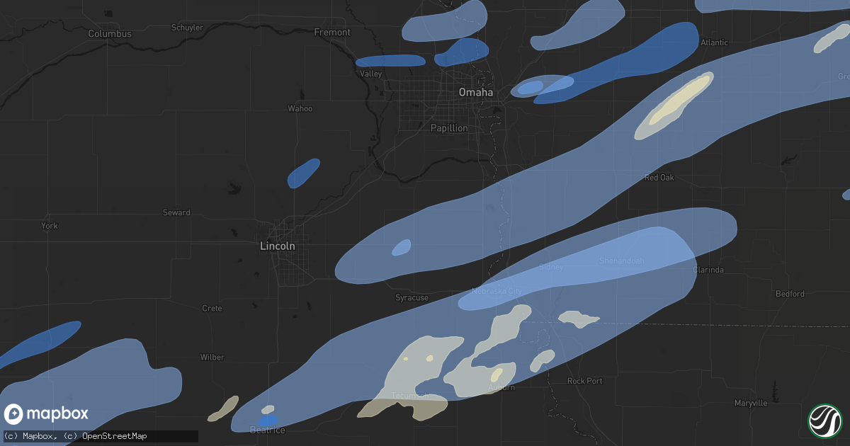 Hail map in Weeping Water, NE on September 14, 2026