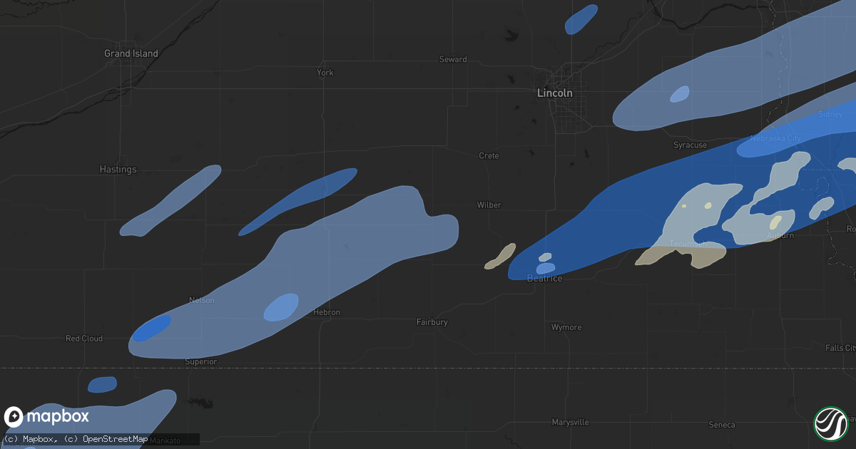 Hail map in Western, NE on September 14, 2026