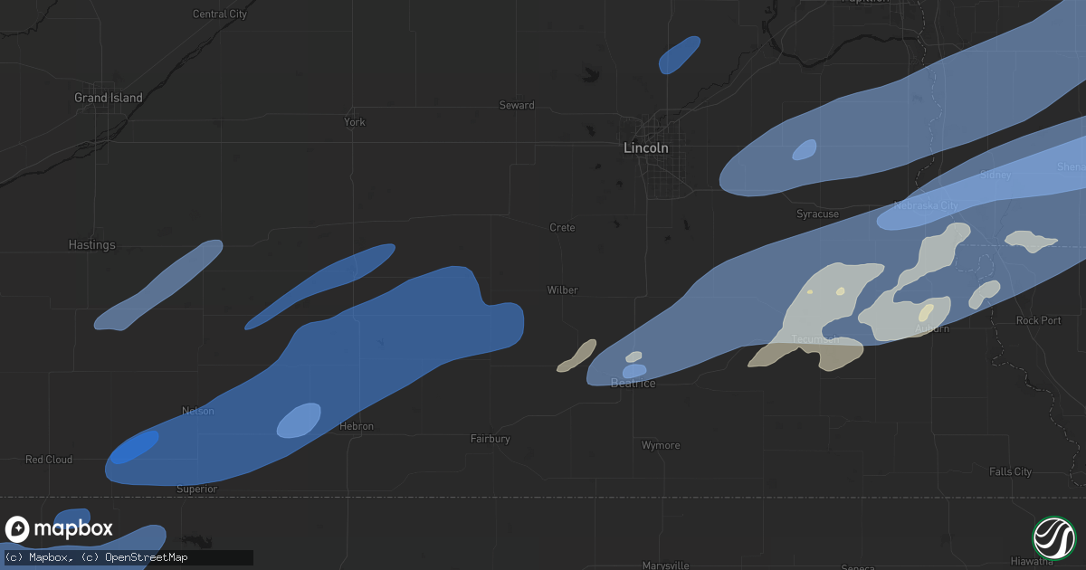 Hail map in Wilber, NE on September 14, 2026