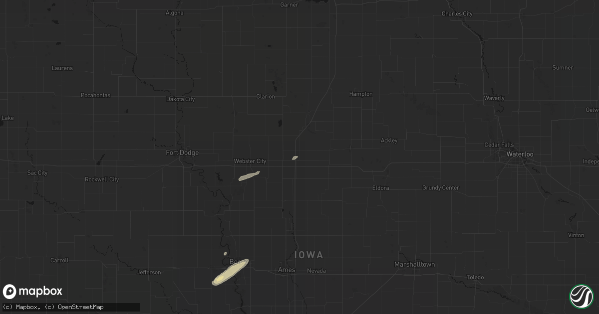 Hail map in Williams, IA on September 14, 2026