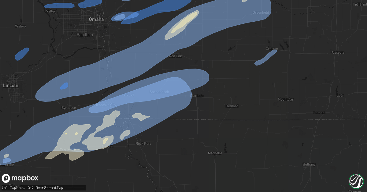 Hail map in Yorktown, IA on September 14, 2026
